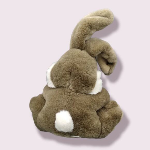 Vintage Dan Dee Brown Bunny Rabbit 11" Stuffed Plush Easter Floppy Ears Pink Paw - Picture 3 of 9